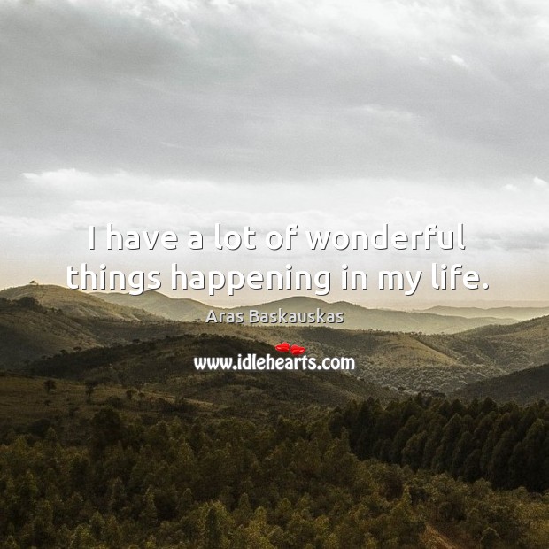I have a lot of wonderful things happening in my life. Aras Baskauskas Picture Quote