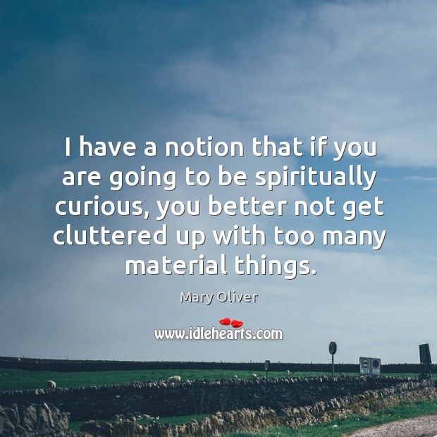 I have a notion that if you are going to be spiritually curious Mary Oliver Picture Quote