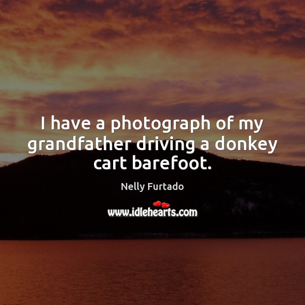 I have a photograph of my grandfather driving a donkey cart barefoot. Nelly Furtado Picture Quote