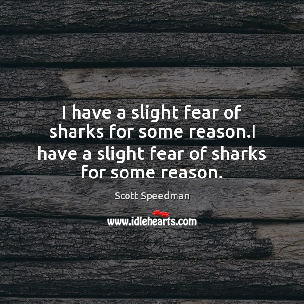 I have a slight fear of sharks for some reason.I have Scott Speedman Picture Quote