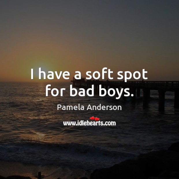 I have a soft spot for bad boys. Pamela Anderson Picture Quote