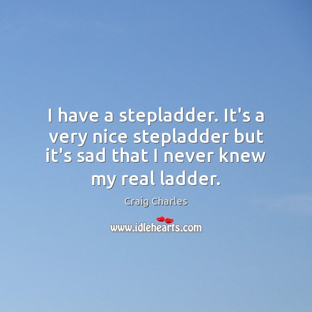 I have a stepladder. It’s a very nice stepladder but it’s sad Craig Charles Picture Quote