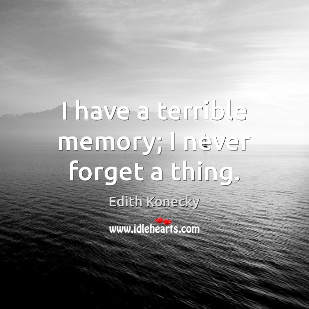 I have a terrible memory; I never forget a thing. Edith Konecky Picture Quote