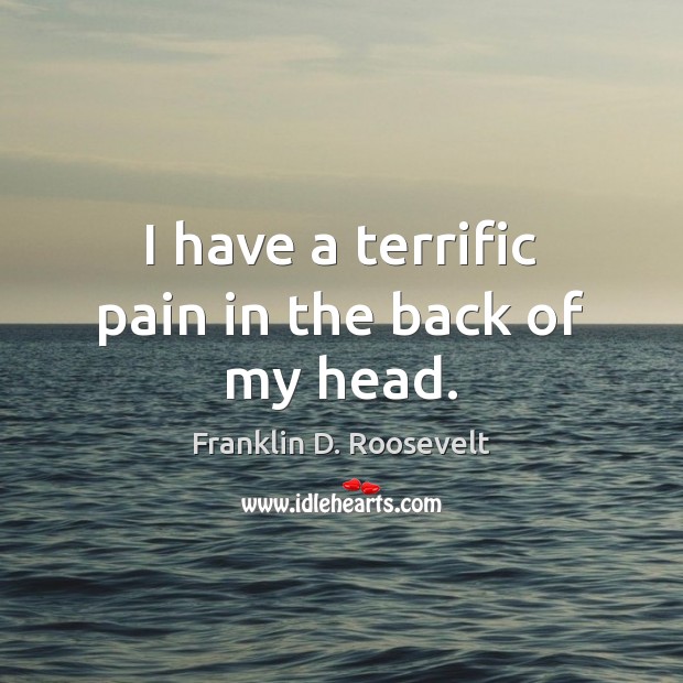I have a terrific pain in the back of my head. Franklin D. Roosevelt Picture Quote