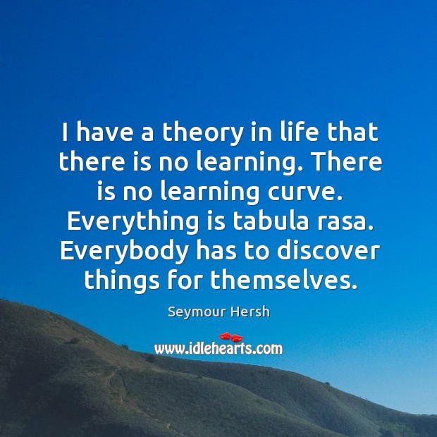 I have a theory in life that there is no learning. There Image