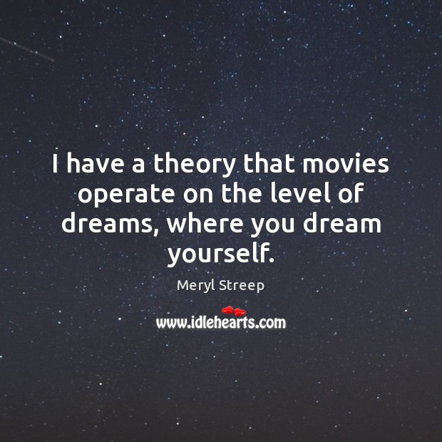 I have a theory that movies operate on the level of dreams, where you dream yourself. Image