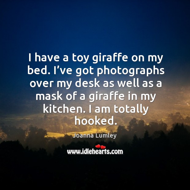 I have a toy giraffe on my bed. I’ve got photographs over my desk as well as a mask of a giraffe in my kitchen. Image