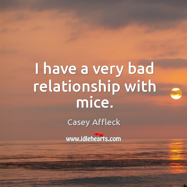 I have a very bad relationship with mice. Casey Affleck Picture Quote