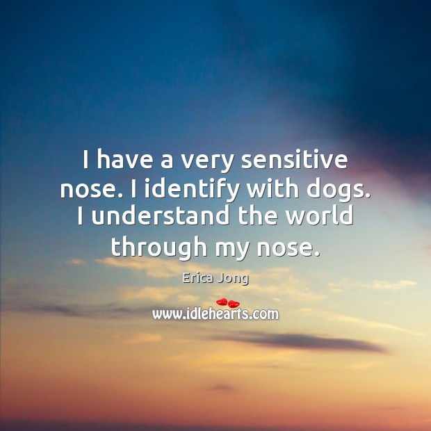I have a very sensitive nose. I identify with dogs. I understand Erica Jong Picture Quote