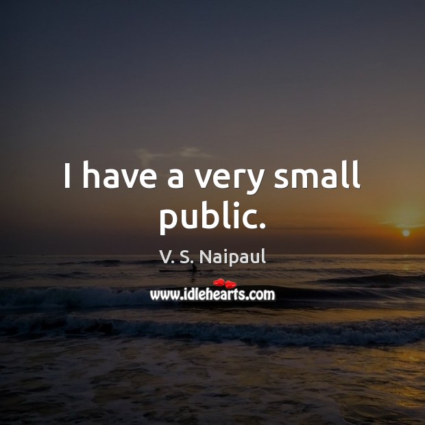 I have a very small public. V. S. Naipaul Picture Quote