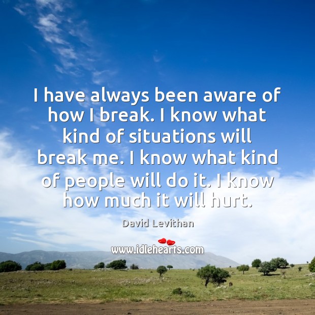 I have always been aware of how I break. I know what David Levithan Picture Quote