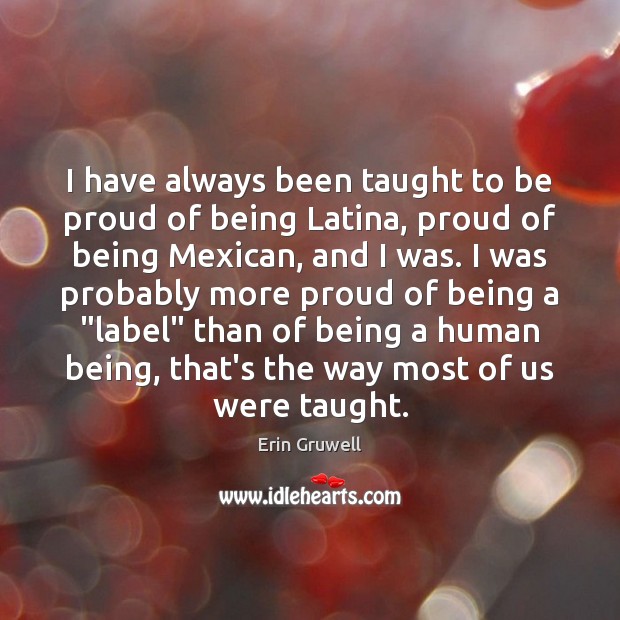 I have always been taught to be proud of being Latina, proud Erin Gruwell Picture Quote