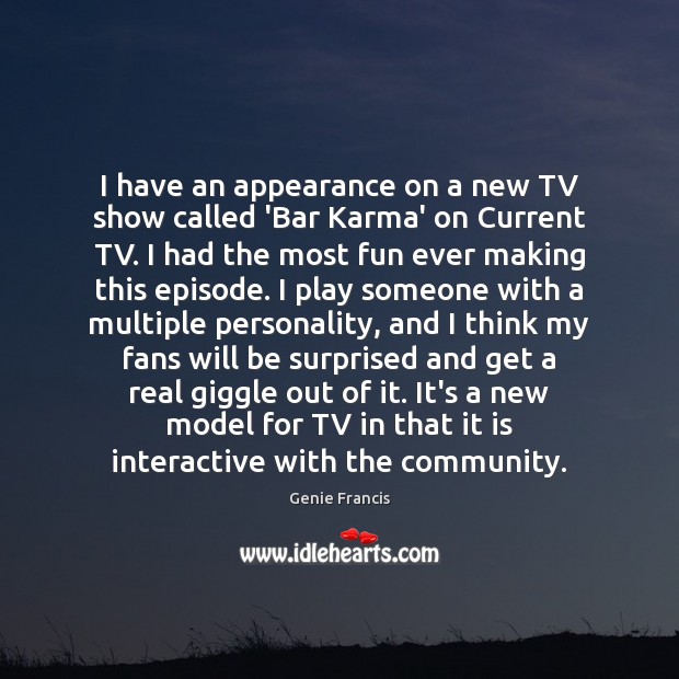 I have an appearance on a new TV show called ‘Bar Karma’ Image
