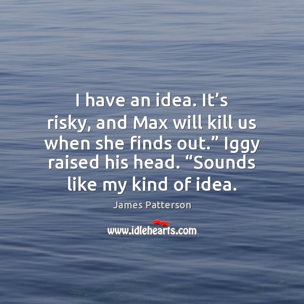 I have an idea. It’s risky, and Max will kill us James Patterson Picture Quote