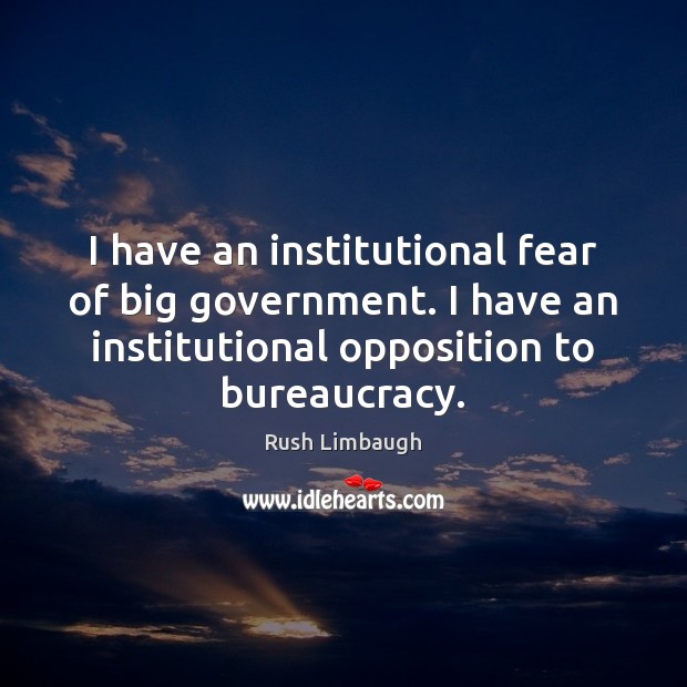 I have an institutional fear of big government. I have an institutional Image