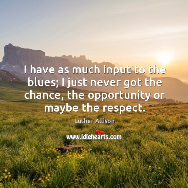 I have as much input to the blues; I just never got the chance, the opportunity or maybe the respect. Luther Allison Picture Quote