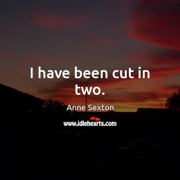 I have been cut in two. Anne Sexton Picture Quote