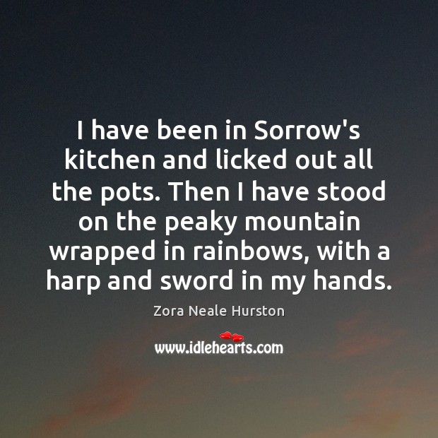 I have been in Sorrow’s kitchen and licked out all the pots. Zora Neale Hurston Picture Quote