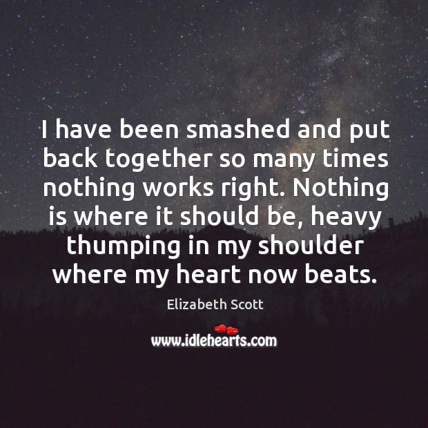 I have been smashed and put back together so many times nothing Elizabeth Scott Picture Quote