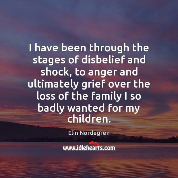 I have been through the stages of disbelief and shock, to anger Elin Nordegren Picture Quote