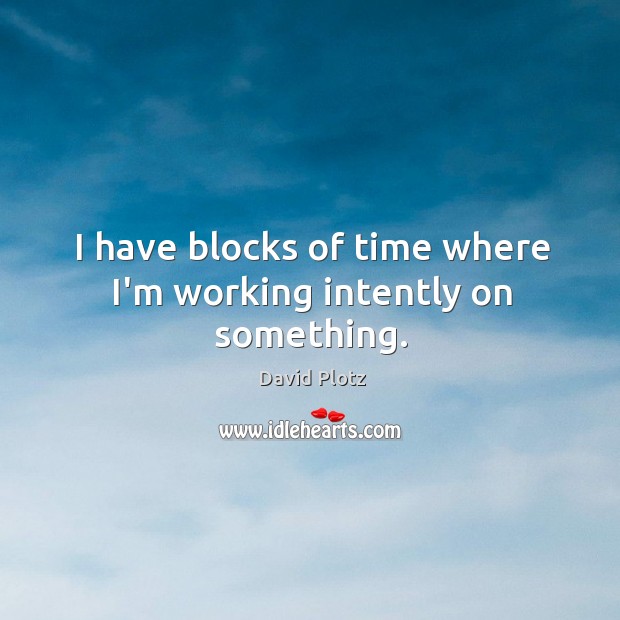 I have blocks of time where I’m working intently on something. David Plotz Picture Quote