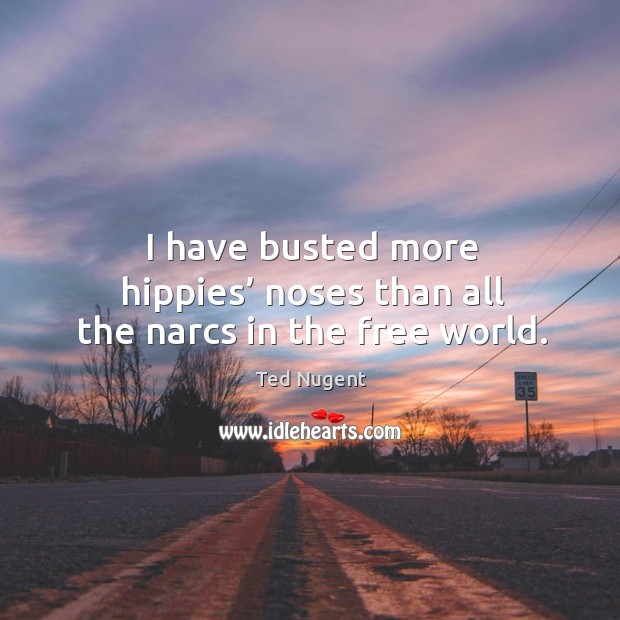 I have busted more hippies’ noses than all the narcs in the free world. Ted Nugent Picture Quote