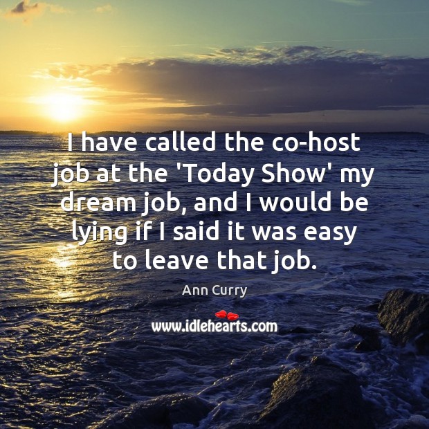 I have called the co-host job at the ‘Today Show’ my dream Ann Curry Picture Quote