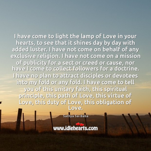 I have come to light the lamp of Love in your hearts, Image