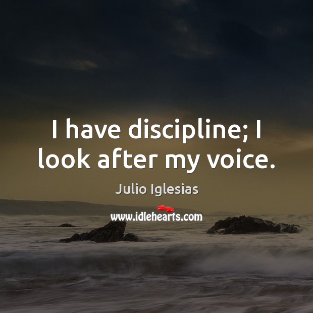 I have discipline; I look after my voice. Julio Iglesias Picture Quote