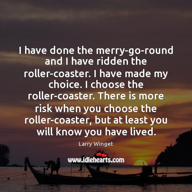 I have done the merry-go-round and I have ridden the roller-coaster. I 