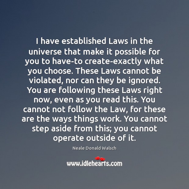 I have established Laws in the universe that make it possible for Neale Donald Walsch Picture Quote