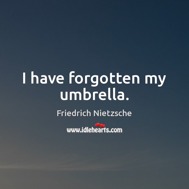 I have forgotten my umbrella. Friedrich Nietzsche Picture Quote