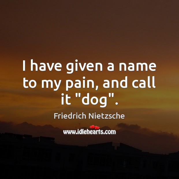 I have given a name to my pain, and call it “dog”. Friedrich Nietzsche Picture Quote