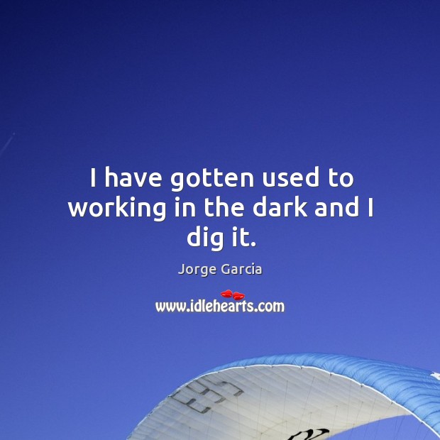 I have gotten used to working in the dark and I dig it. Jorge Garcia Picture Quote
