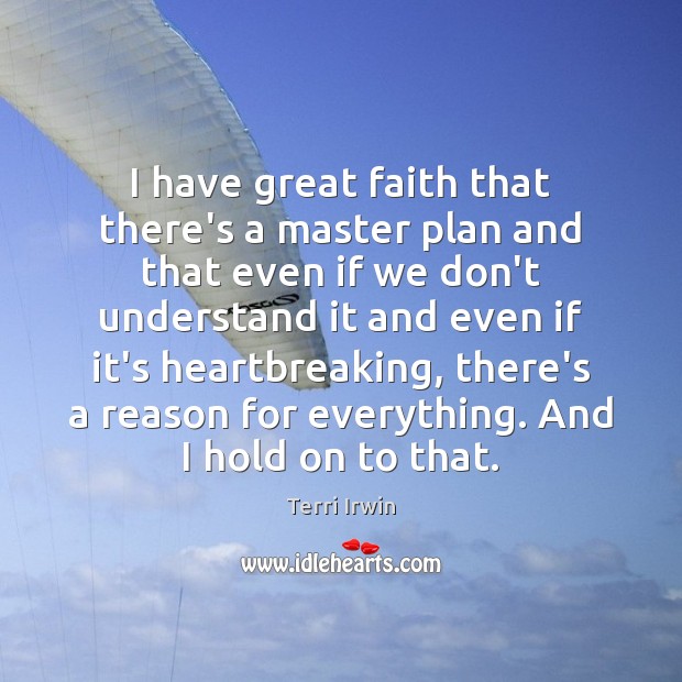 I have great faith that there’s a master plan and that even Terri Irwin Picture Quote