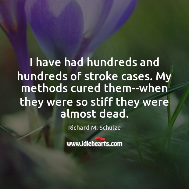 I have had hundreds and hundreds of stroke cases. My methods cured Richard M. Schulze Picture Quote