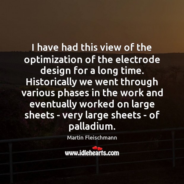 I have had this view of the optimization of the electrode design Martin Fleischmann Picture Quote