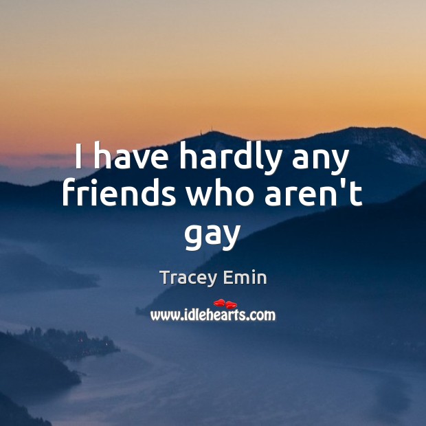 I have hardly any friends who aren’t gay Tracey Emin Picture Quote