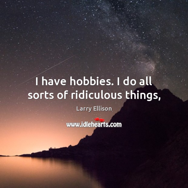 I have hobbies. I do all sorts of ridiculous things, Larry Ellison Picture Quote