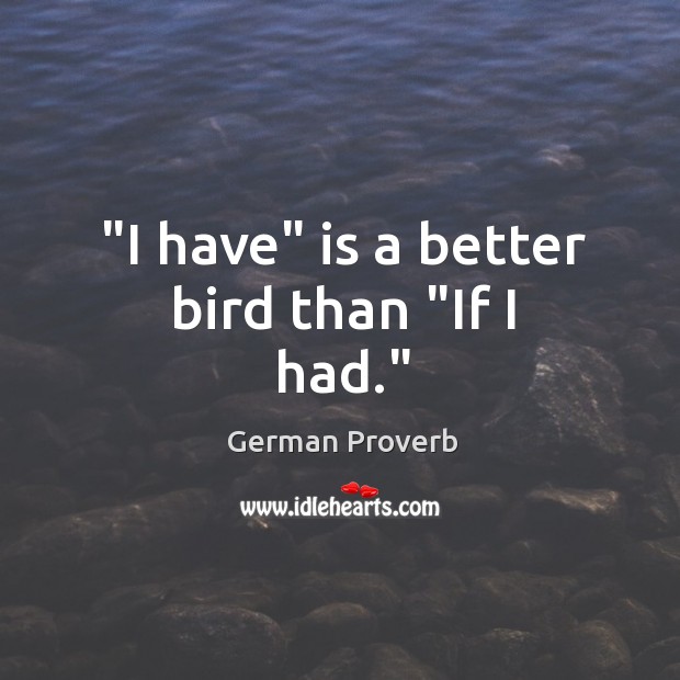 “I have” is a better bird than “if I had.” German Proverbs Image