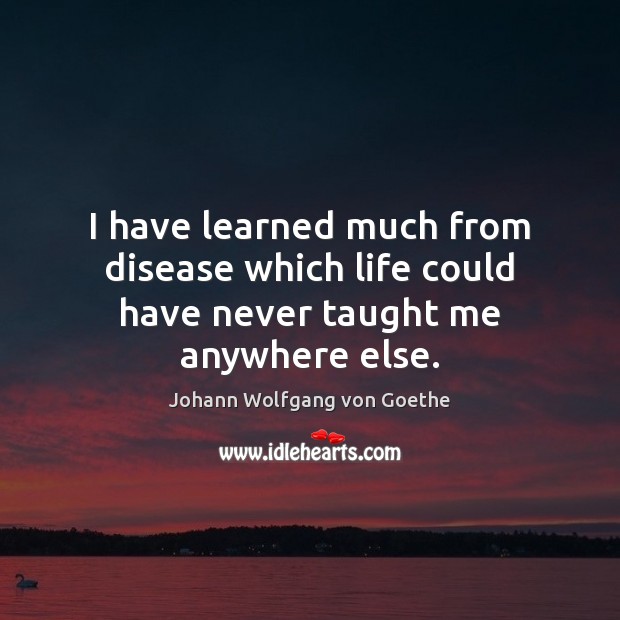 I have learned much from disease which life could have never taught me anywhere else. Johann Wolfgang von Goethe Picture Quote
