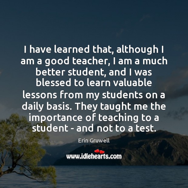 I have learned that, although I am a good teacher, I am Erin Gruwell Picture Quote