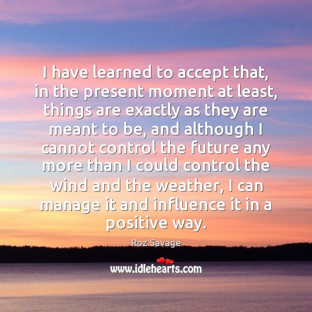 I have learned to accept that, in the present moment at least, Roz Savage Picture Quote