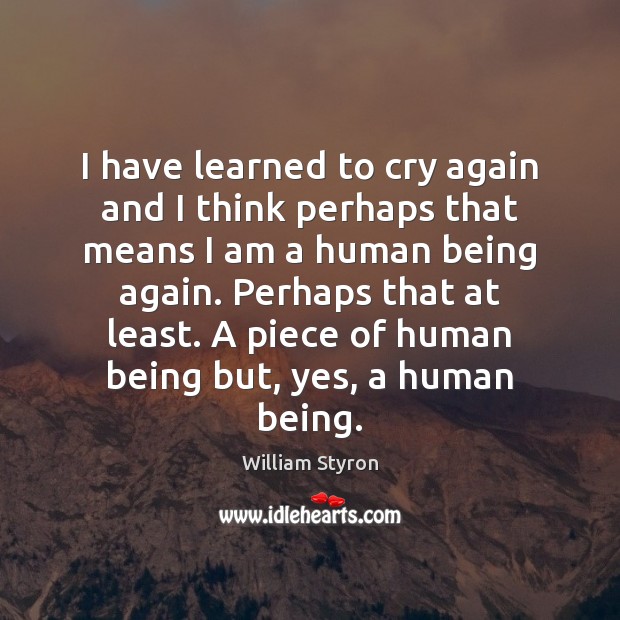 I have learned to cry again and I think perhaps that means William Styron Picture Quote