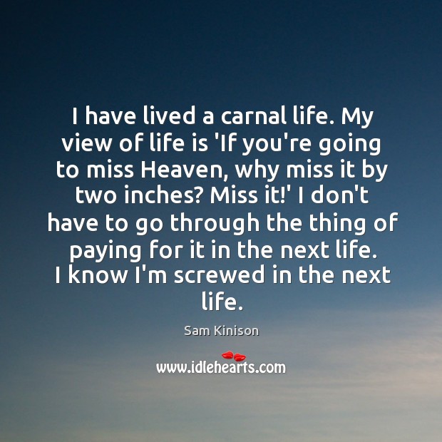 I have lived a carnal life. My view of life is ‘If Image