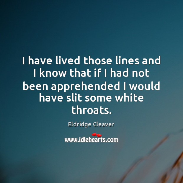 I have lived those lines and I know that if I had Eldridge Cleaver Picture Quote