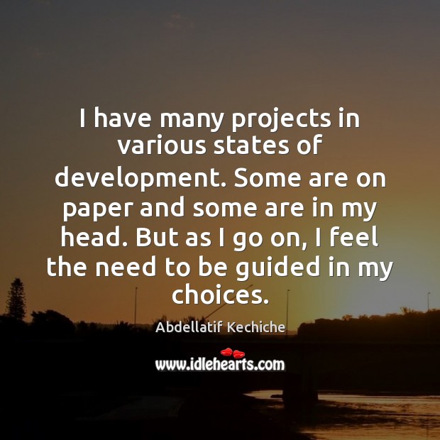 I have many projects in various states of development. Some are on Abdellatif Kechiche Picture Quote