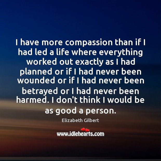 I have more compassion than if I had led a life where Elizabeth Gilbert Picture Quote