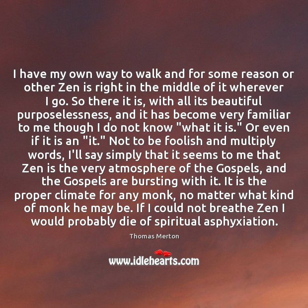 I have my own way to walk and for some reason or Thomas Merton Picture Quote