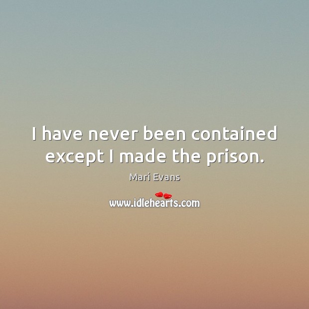 I have never been contained except I made the prison. Mari Evans Picture Quote